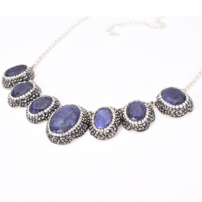 Colier din argint cu safir, hematit si CZ Regina Anatoliei [3]