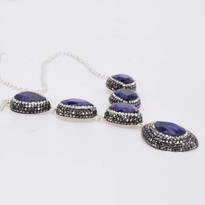 Colier din argint cu safir para, hematit si CZ [4]