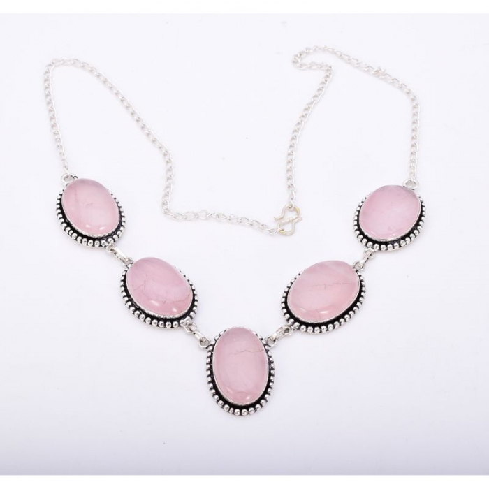 Colier din argint cu cuart roz, handmade in India [4]