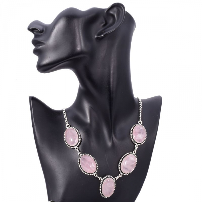 Colier din argint cu cuart roz, handmade in India [2]