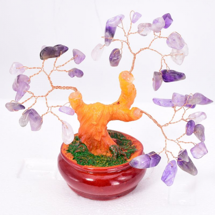 Copac cu pietre semipretioase ametist pe suport ceramic [2]