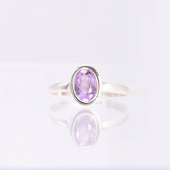 Inel argint 925 ametist natural fatetat oval [4]