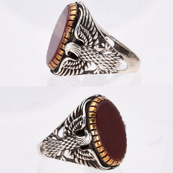 Inel argint barbati cu agat rosu Acvila Imperiala [2]