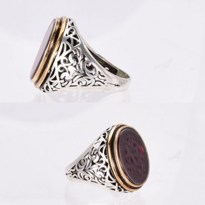Inel argint barbati cu agat rosu Inelul Dinastiei [2]