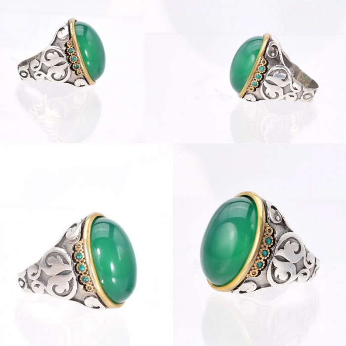 Inel argint barbati cu agat verde Ochiul Sultanului [2]