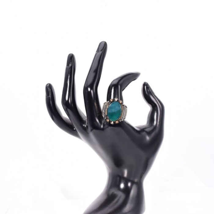 Inel argint barbati cu agat verde Ghearele Dragonului [3]
