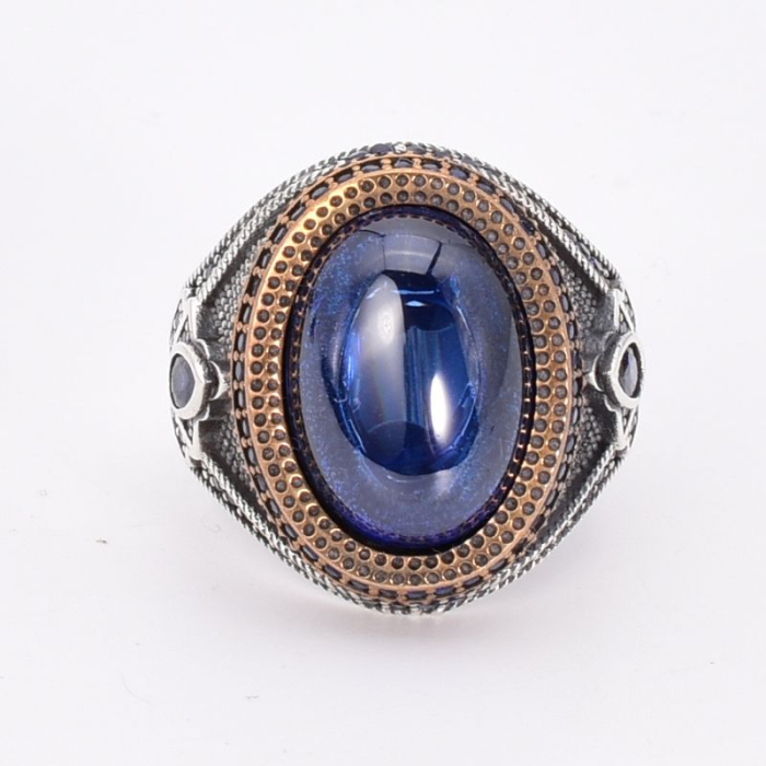 Inel argint barbati cu cianit si CZ albastre Azur Imperial, 66-67 [3]