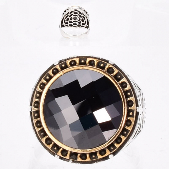 Inel argint barbati cu cubic zirconia rotund [3]