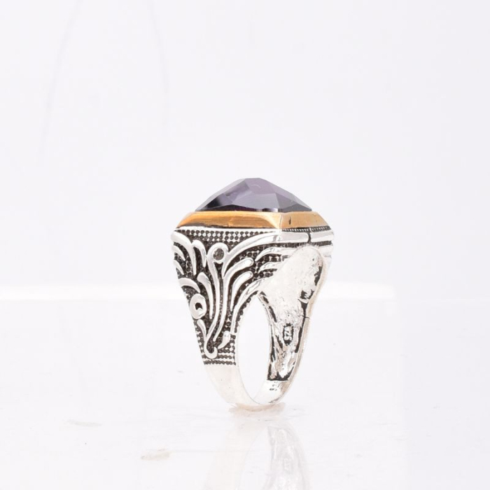 Inel argint barbati cu CZ violet Rafinament Regal [4]