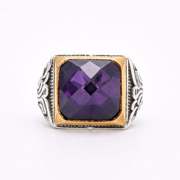 Inel argint barbati cu CZ violet Rafinament Regal [3]