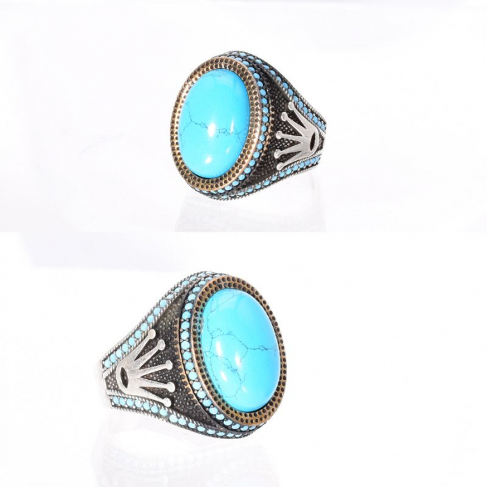 Inel argint barbati cu turcoaz Coroana Sultanului [4]