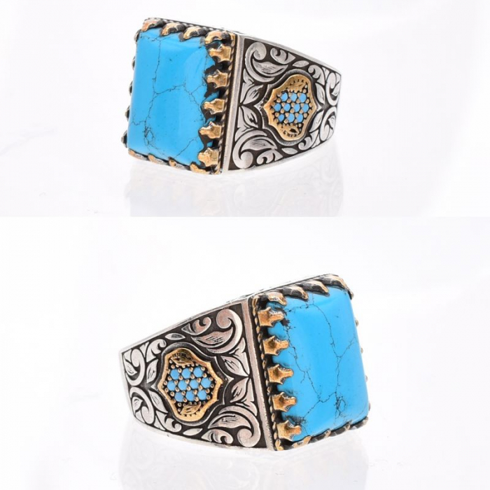 Inel argint barbati cu piatra turcoaz Seraiul de Azur [4]