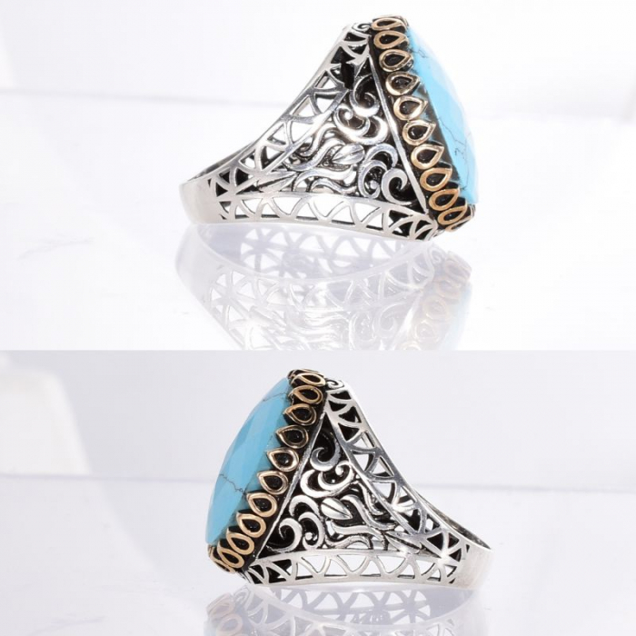 Inel argint barbati cu turcoaz reconstituit [4]