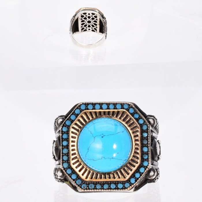 Inel argint barbati cu turcoaz rotund Secretele Seraiului [3]