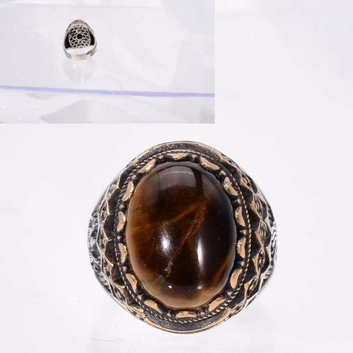 Inel argint barbati cu ochi de tigru Coroana Soarelui [4]