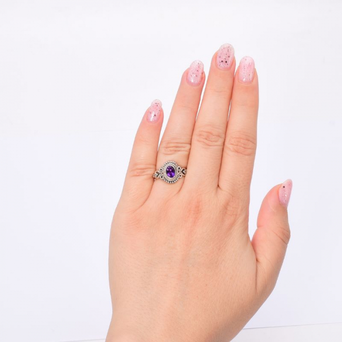 Inel argint cu ametist boho-chic [3]