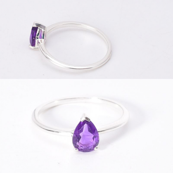 Inel argint cu ametist solitaire Raze Violet [2]