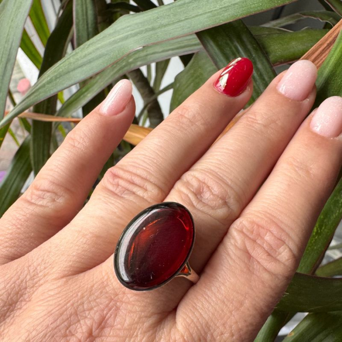 Inel argint cu chihlimbar Cherry Majestic [4]