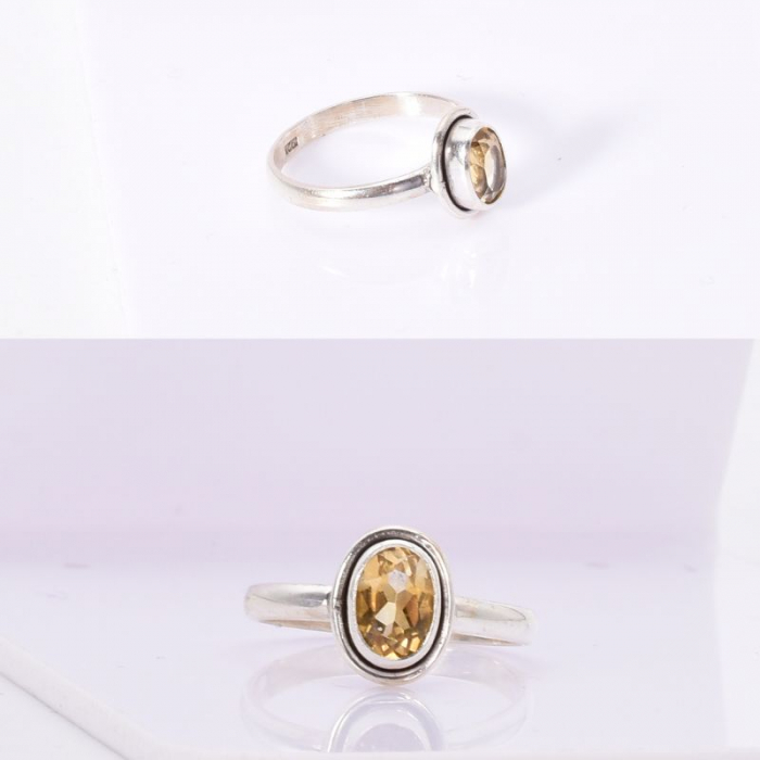 Inel argint cu citrin solitaire oval Raza de Soare [3]