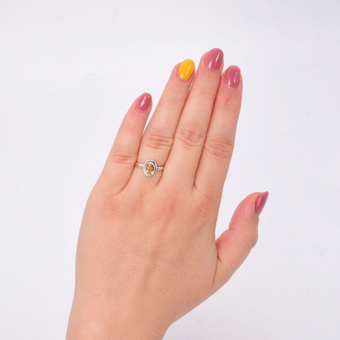 Inel argint cu citrin solitaire oval Raza de Soare [2]