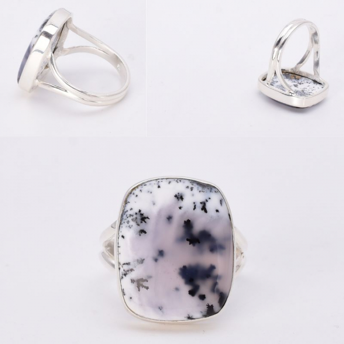 Inel argint cu opal dendritic patrat Iarna pe Ulita [2]