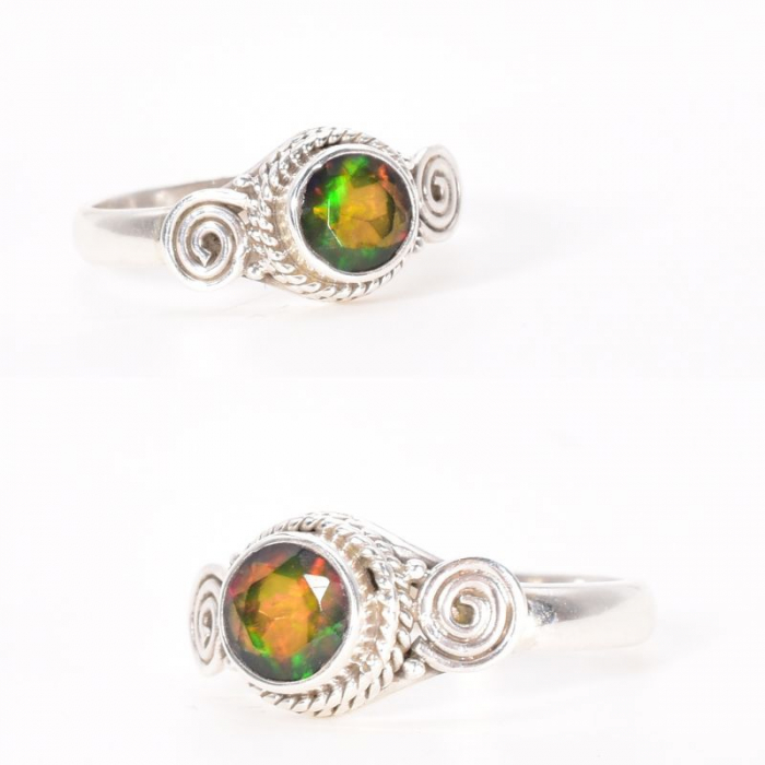 Inel argint cu opal negru etiopian, rotund [3]