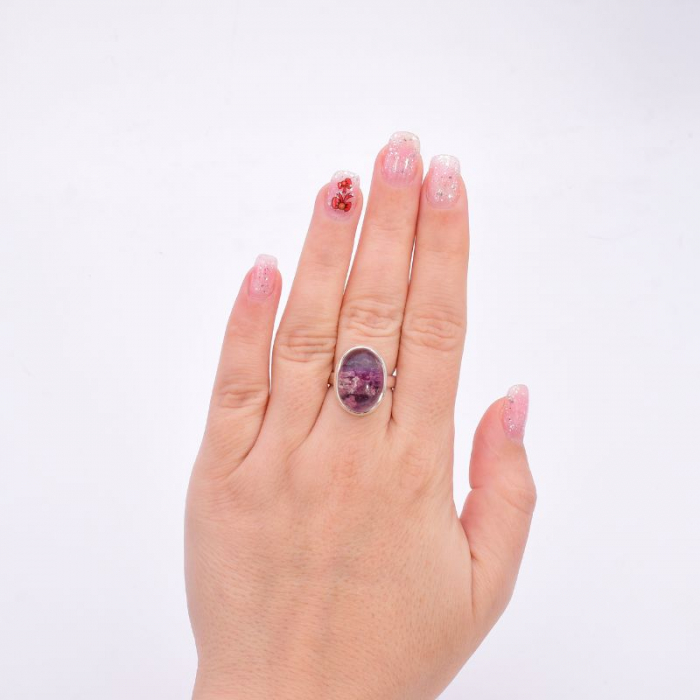 Inel argint cu piatra lodolit roz violet [6]