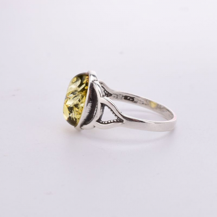 Inel argint cu piatra semipretioasa chihlimbar galben oval [3]