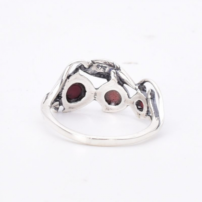 Inel argint cu trei pietre chihlimbar cherry rotund [4]
