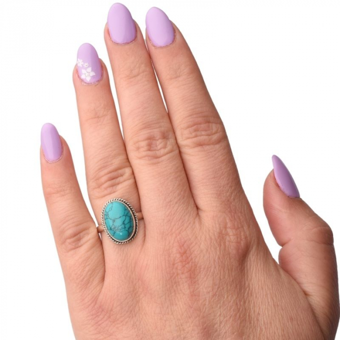 Inel argint cu turcoaz, model funie răsucită [4]