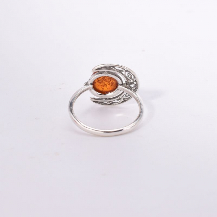 Inel argint dama cu piatra chihlimbar Fazele Lunii [2]