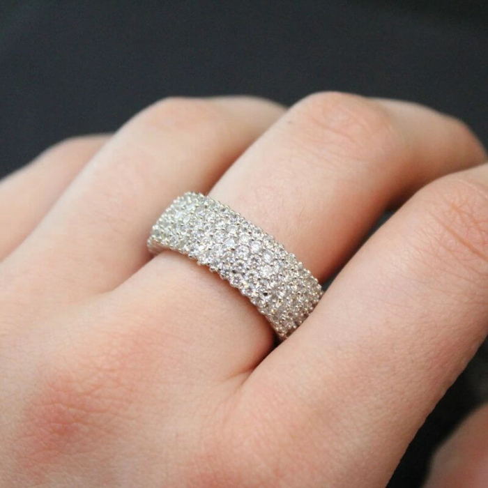 Inel argint cu pietre CZ albe Eternity 5 linii [2]