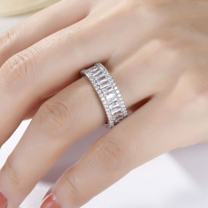 Inel argint cu pietre Eternity cubic zirconia albe, taietura bagheta [2]