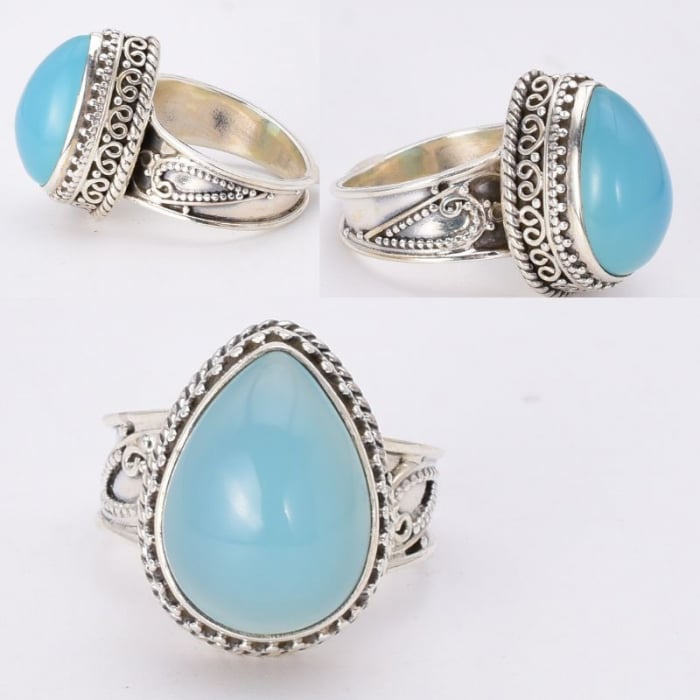 Inel argint filigran cu calcedonia albastra Serenitate [2]