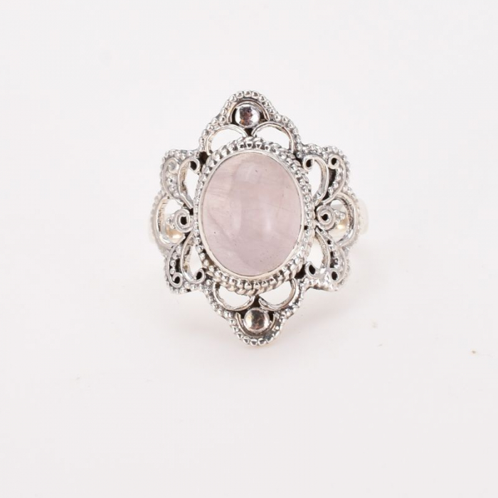 Inel argint filigran cu cuart roz cabochon [2]