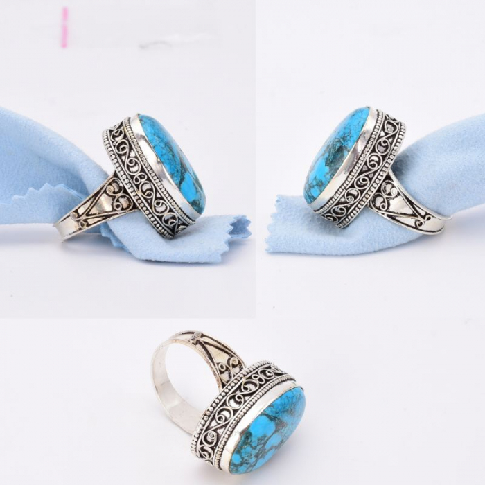 Inel argint handmade cu piatra turcoaz mare [2]