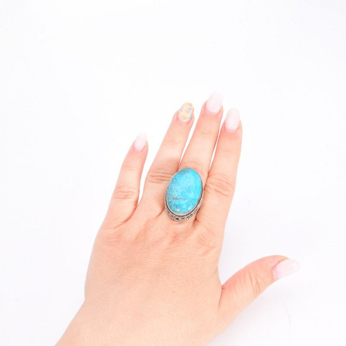 Inel argint handmade cu piatra turcoaz mare [3]
