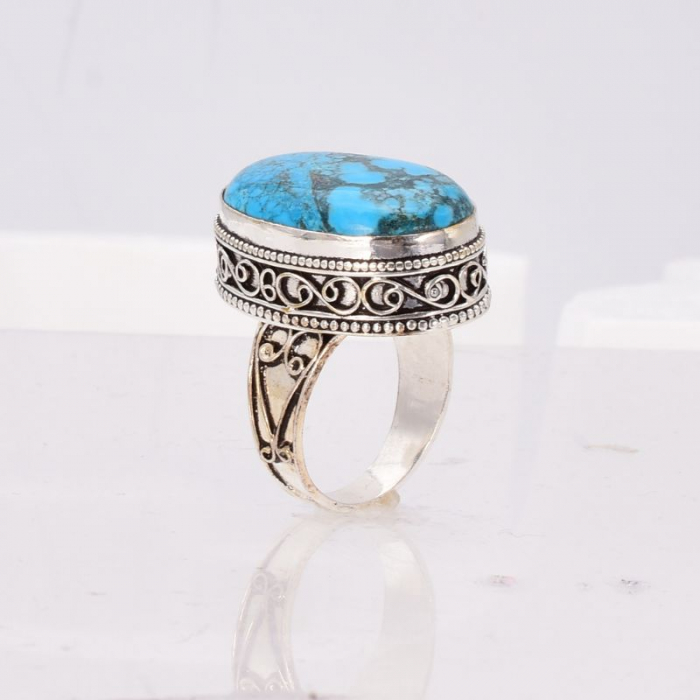 Inel argint handmade cu piatra turcoaz mare [4]