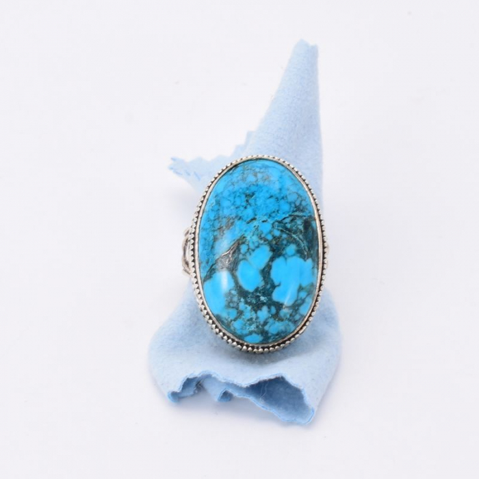 Inel argint handmade cu piatra turcoaz mare [5]
