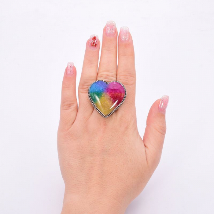 Inel argint filigran Inima cuart solar curcubeu [2]