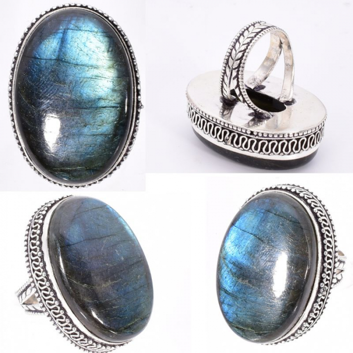 Inel argint filigran statement cu labradorit, marime 62-63 [3]