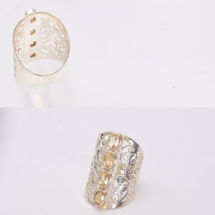 Inel argint impunator cu patru pietre citrin [3]