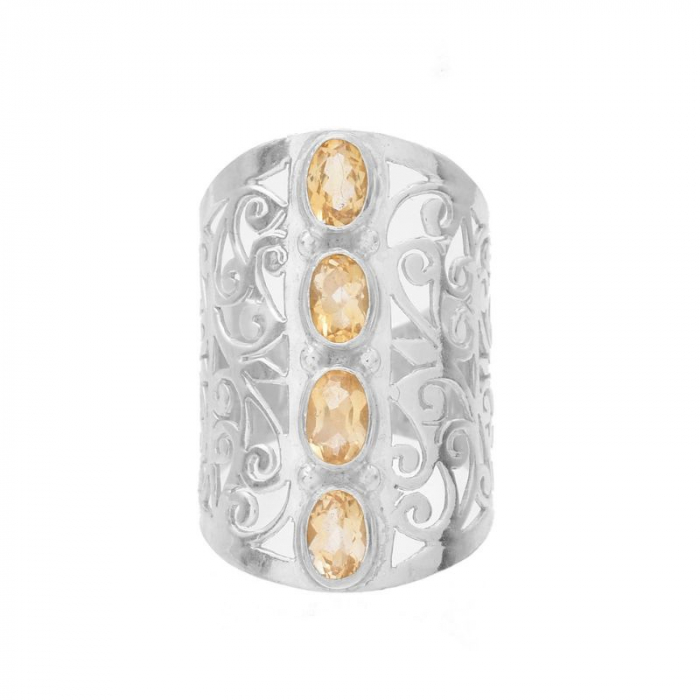 Inel argint impunator cu patru pietre citrin [2]