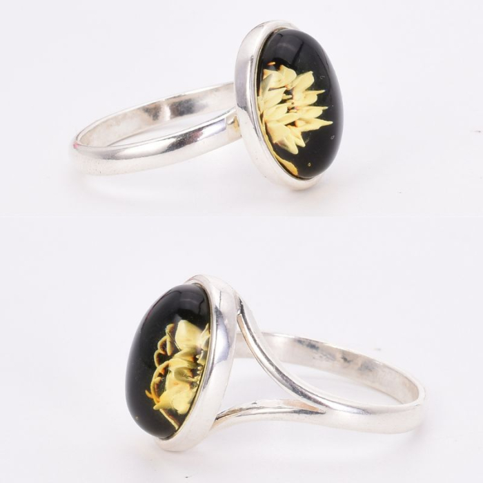 Inel argint reglabil cu chihlimbar cameo Floarea Soarelui [2]