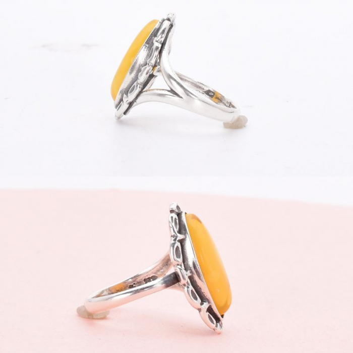 Inel argint reglabil cu chihlimbar galben-unt marchiz [3]