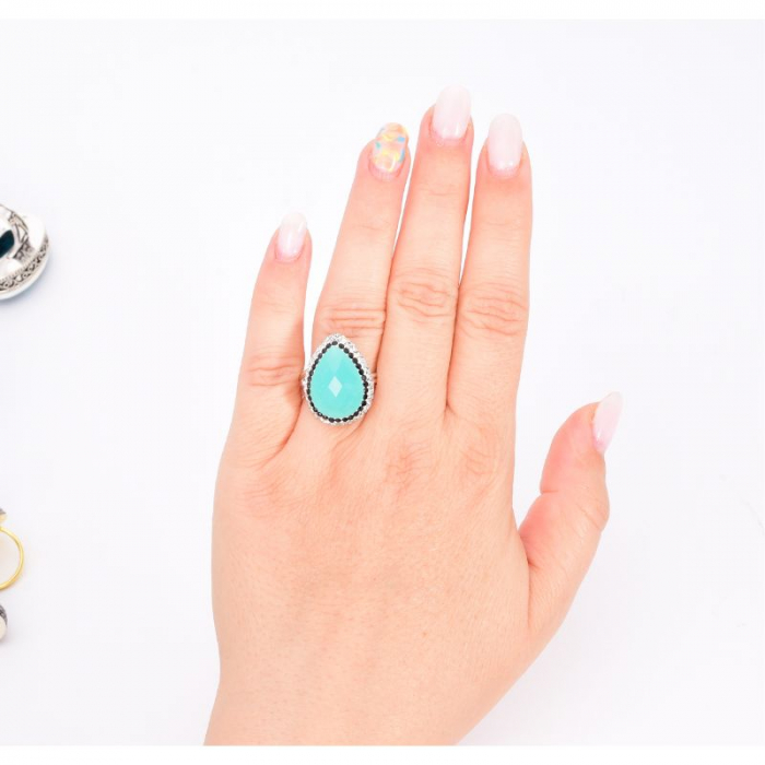 Inel argint reglabil cu piatra ochi de pisica verde menta CZ [3]