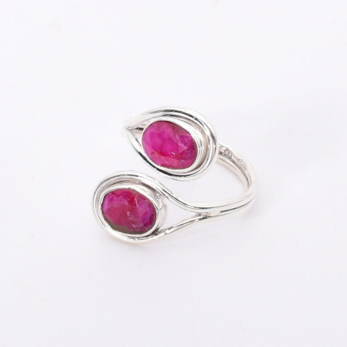 Inel argint reglabil cu rubin natural dublu [2]
