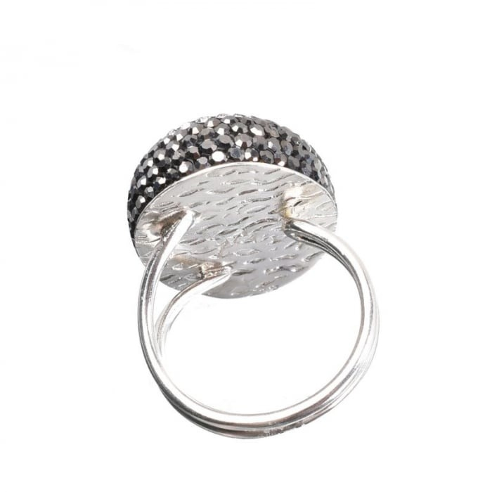 Inel argint reglabil cu smarald briolette oval, hematit, CZ [5]