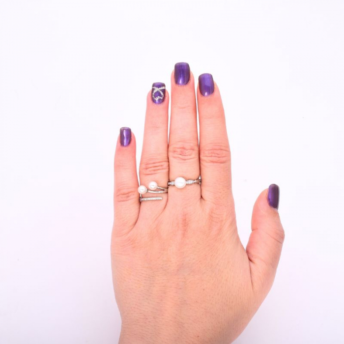 Inel argint reglabil - Doua Perle, cubic zirconia [2]