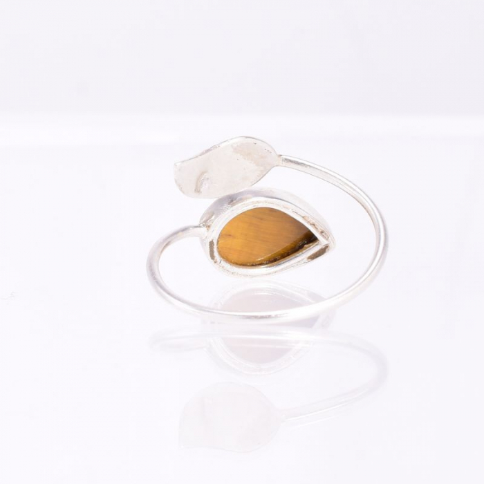 Inel argint reglabil Frunza ochi de tigru [4]